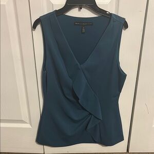 White House Black Market Deep Blue Ruffle Blouse